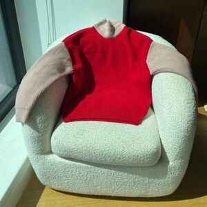 Brandon Maxwell Two Tone Wool Knit Turtleneck Sweater